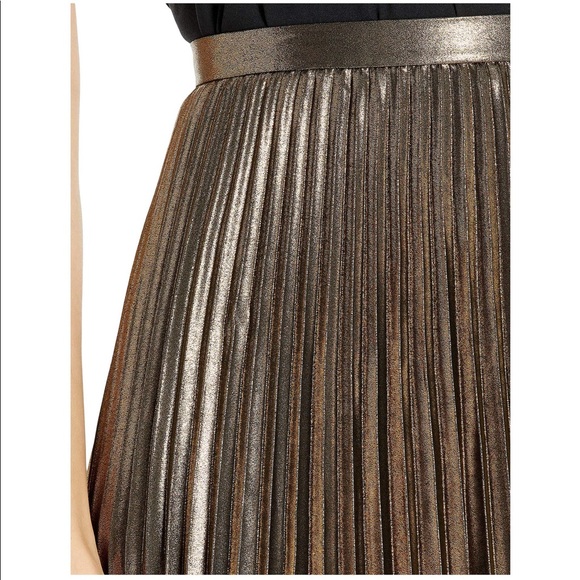 🆕Lauren by Ralph Lauren Pleated Metallic Skirt - Picture 4 of 7